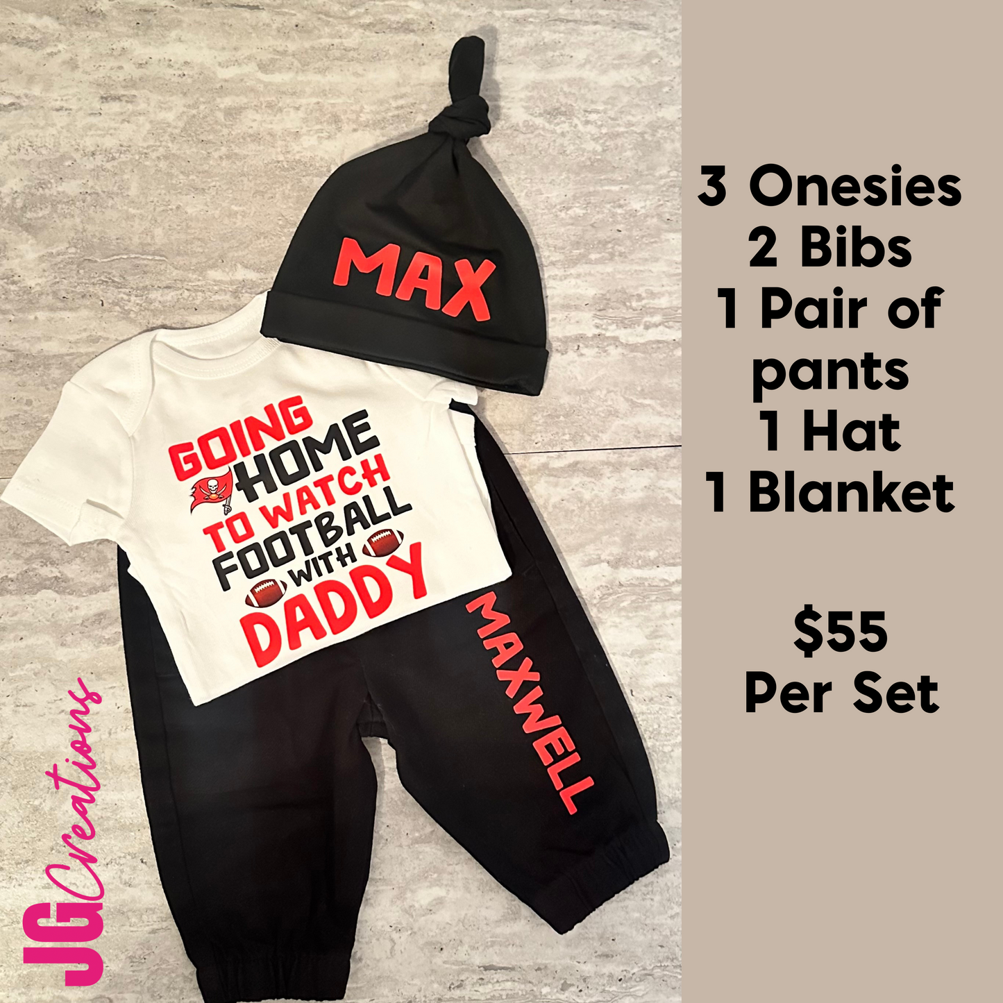 Personalized Baby Football Coming Home Outfit Set